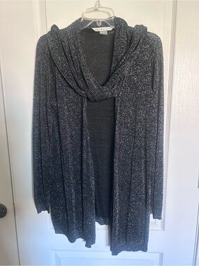 Peter Nygård Black Sparkle Open-Front Cardigan